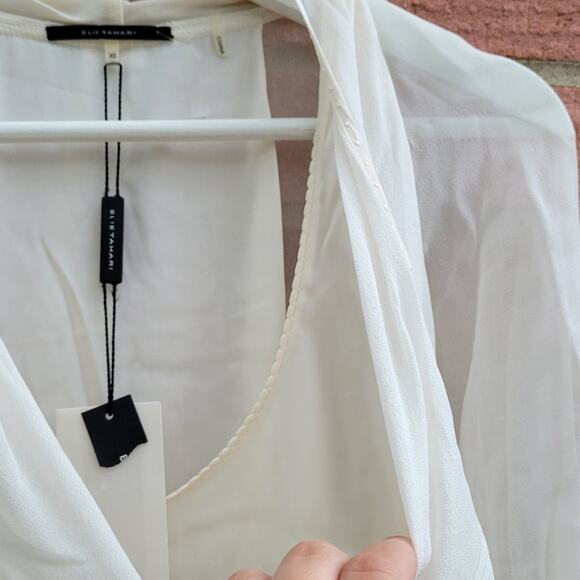 Elie Tahari Silk Lace Romantic Layered Blouse Top size XS Cream - Picture 8 of 12